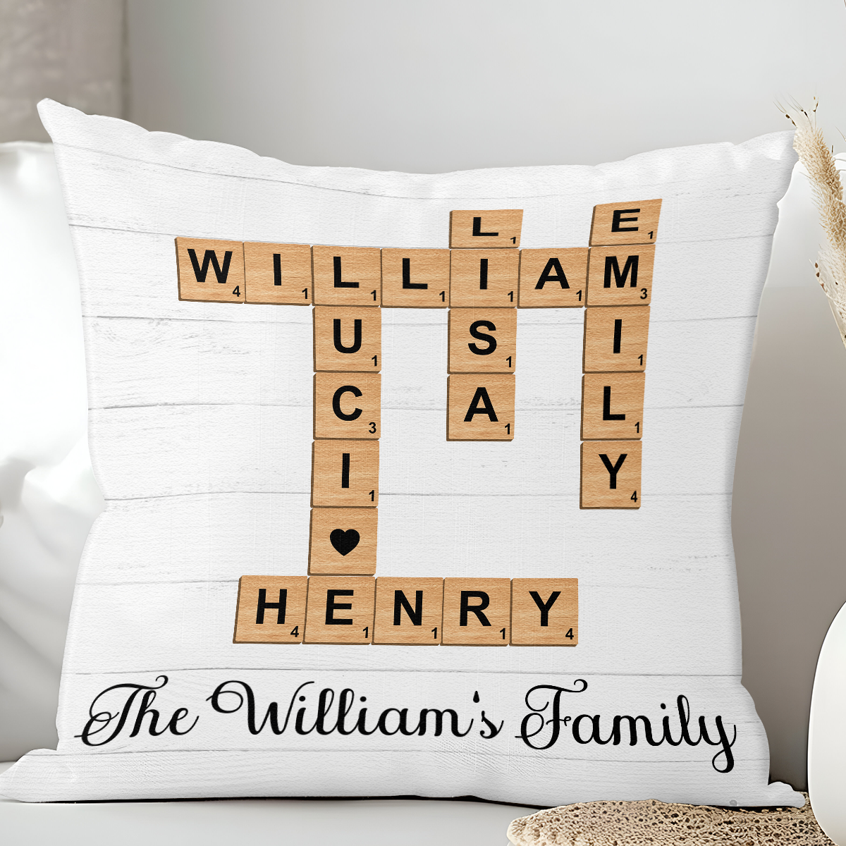 Family Christmas Decor Crossword Puzzle Art Personalized Pillow Gi