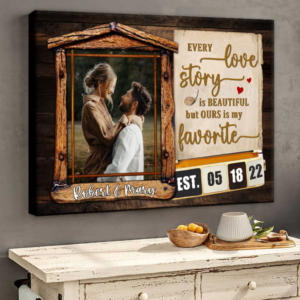 Every Love Story Is Beautiful - Custom Photo, Personalized Custom Framed Canvas Wall Art