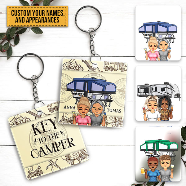 Key To The Camper - Acrylic Keychain - Traveling Gift For Camper, Camping Couples Personalized Custom Keychain