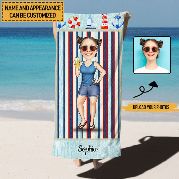 Custom Photo Personalized Custom Beach Towel Traveling Beach Poolside Swimming Picnic Vacation - Funny Gift For Her, Him, Besties, Family