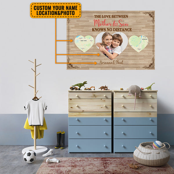 The Love Between Mother & Son Knows No Distance - Mother's Day Gift - Personalized Custom Poster Custom Map Poster