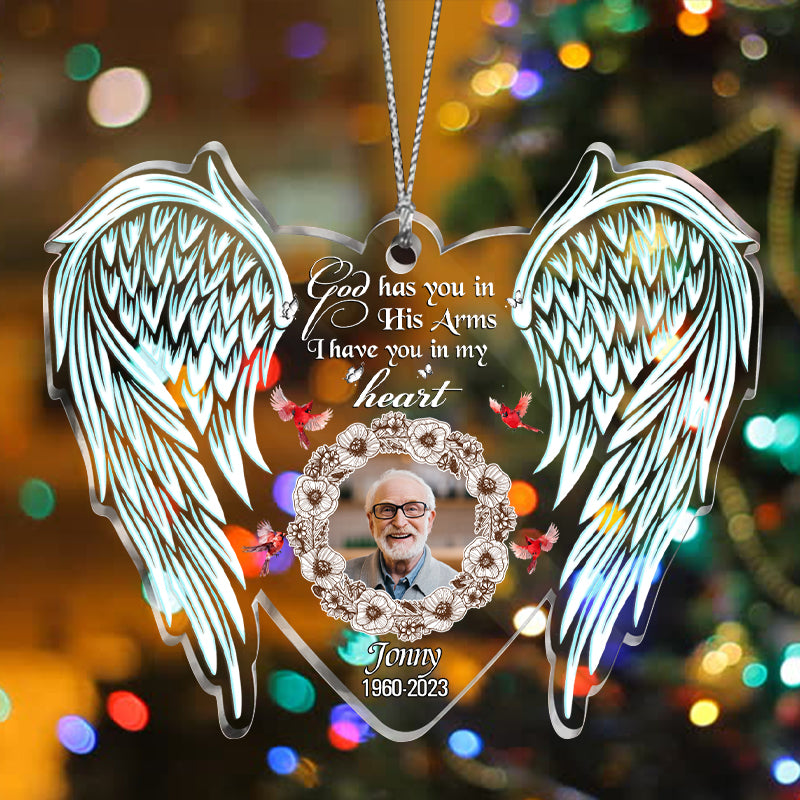 Personalized God Heart Acrylic Plaque - Memorial Gift - God Has You In His Arms main image 0