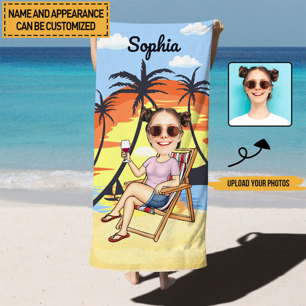 Custom Photo Personalized Custom Beach Towel Traveling Beach Poolside Swimming- Special Gift For Her, Girlfriend, Besties