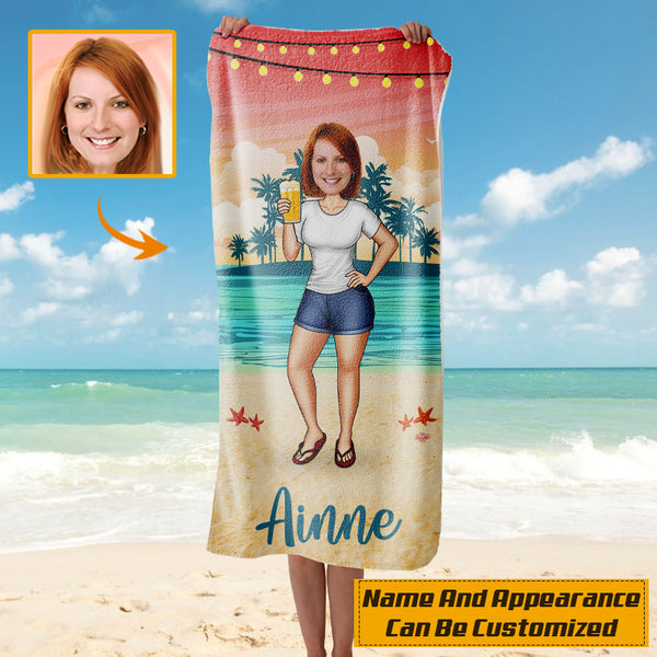 Custom Photo Personalized Custom Beach Towel Upload Image Birthday, Funny Gift For Her, Him, Besties
