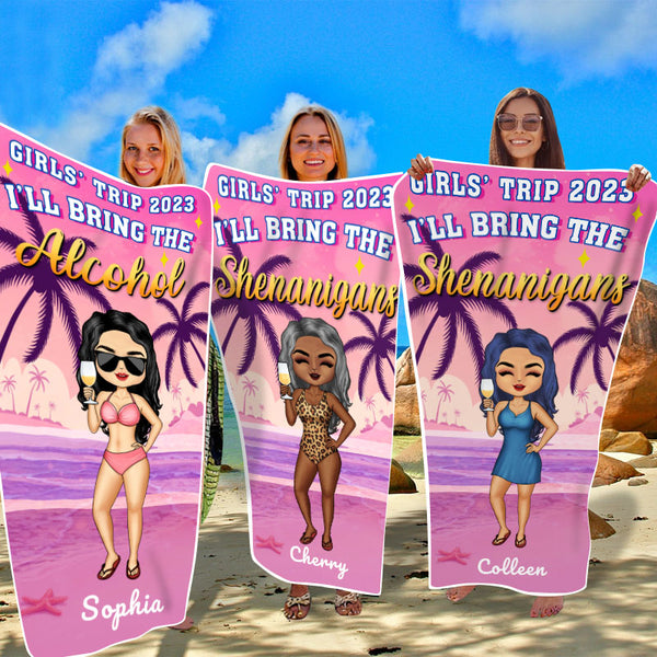 Girls' Trip I'll Bring The Alibi Beaches Swimming Picnic - Personalized Custom Beach Towel
