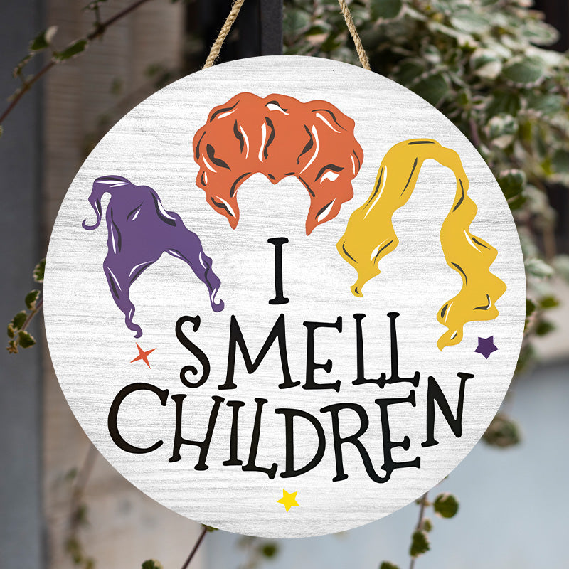 Halloween Door Sign, I Smell Children Hanging Sign For Front Door Rust ...