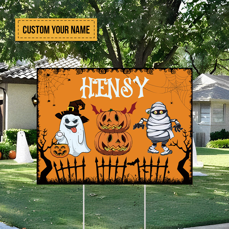 Yard Signs For Halloween Pumpkin Ghost Monster Yard Sign Stakes For Ha