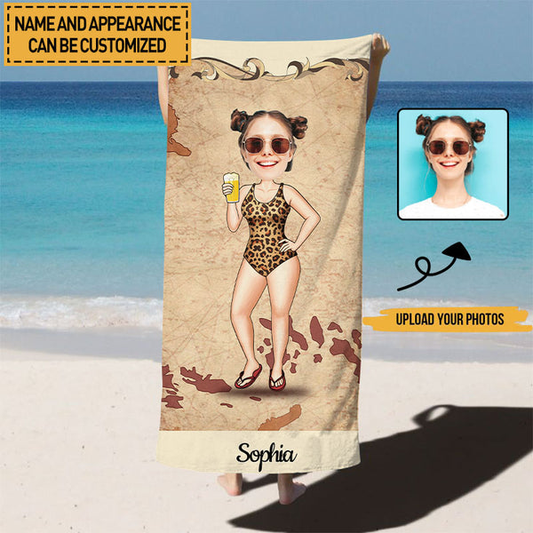 Custom Photo Personalized Beach Towel - Swimming Picnic - Funny Gift