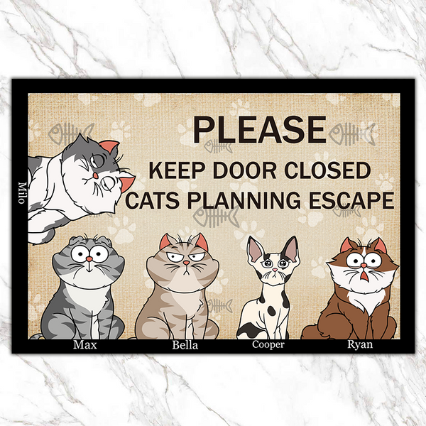 Please Keep Door Closed Cats Planning Escape - Custom Doormat Gifts For Cat Lovers
