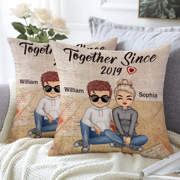 Together With You Since Year - Personality Customized Pillow - Valentine's Day Gift For Love - Anniversary Pillow Gift