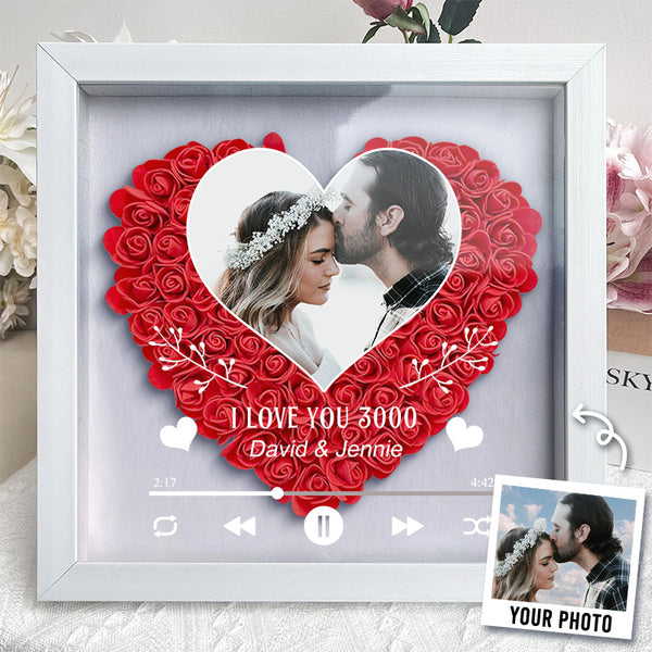 Custom Photo I Love You - Personality Customized Flower Shadow Box - Gift For Couple Husband Wife