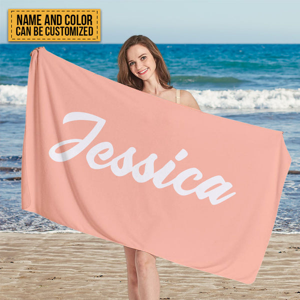 Personalized Beach Towel Custom Name Bath Towel Custom Pool Towel Birthday Vacation Gift