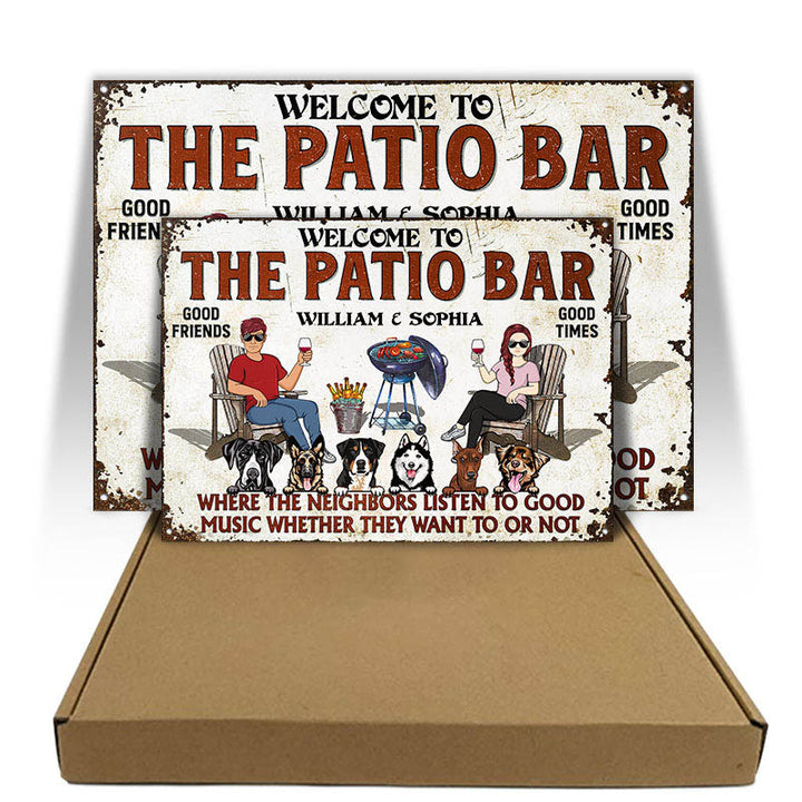 Patio Grilling Listen To The Good Music Couple Husband Wife Dog Lovers - Backyard Sign - Personalized Custom Classic Metal Signs-Metal Sign-Thesunnyzone