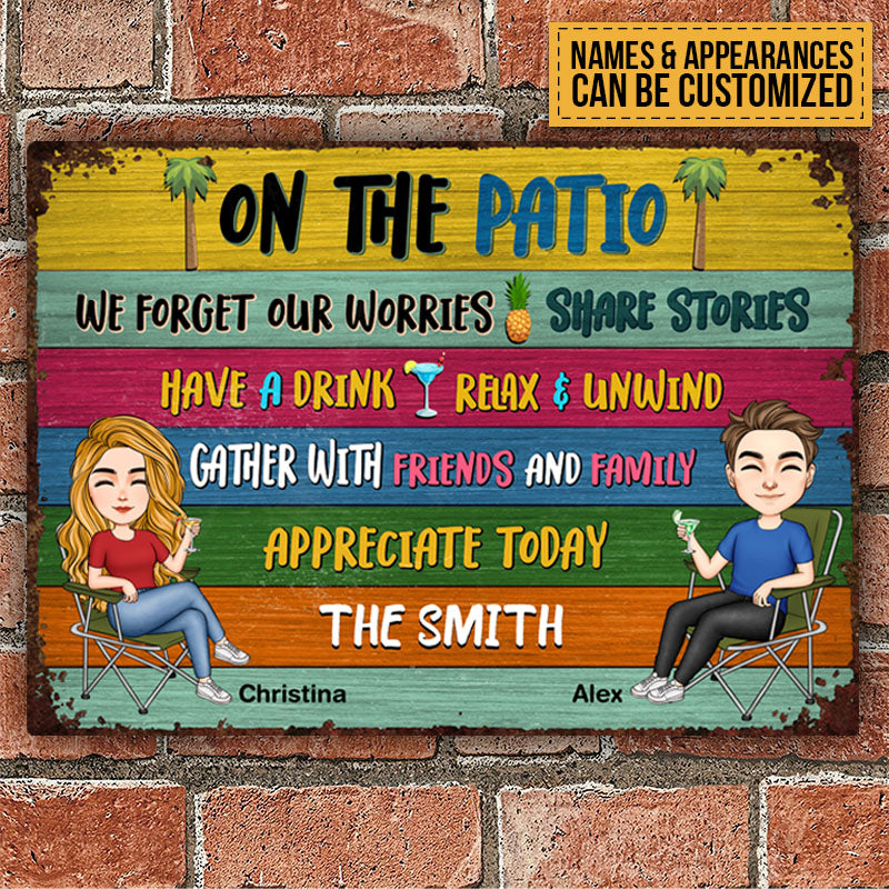 On The Patio Personalized Metal Sign Summer, Home Decor, Humorous