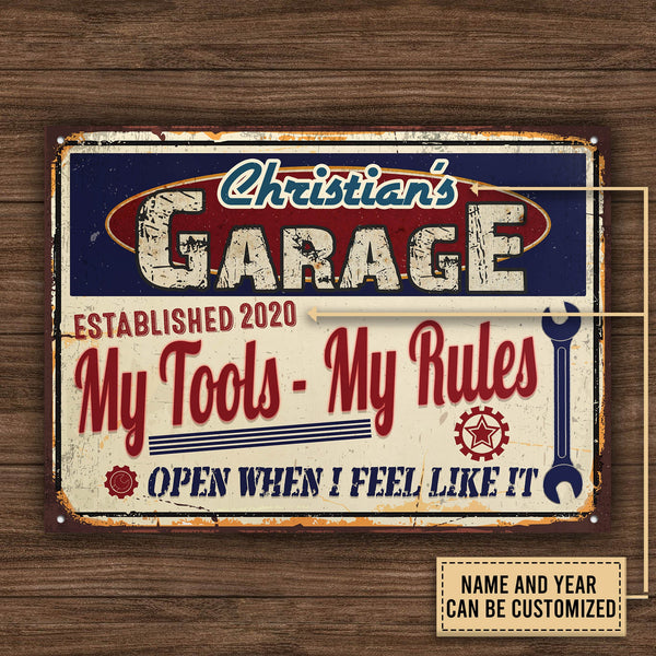 Personalized Auto Garage My Garage My Tools Customized Classic Metal Signs-Metal Sign-Thesunnyzone
