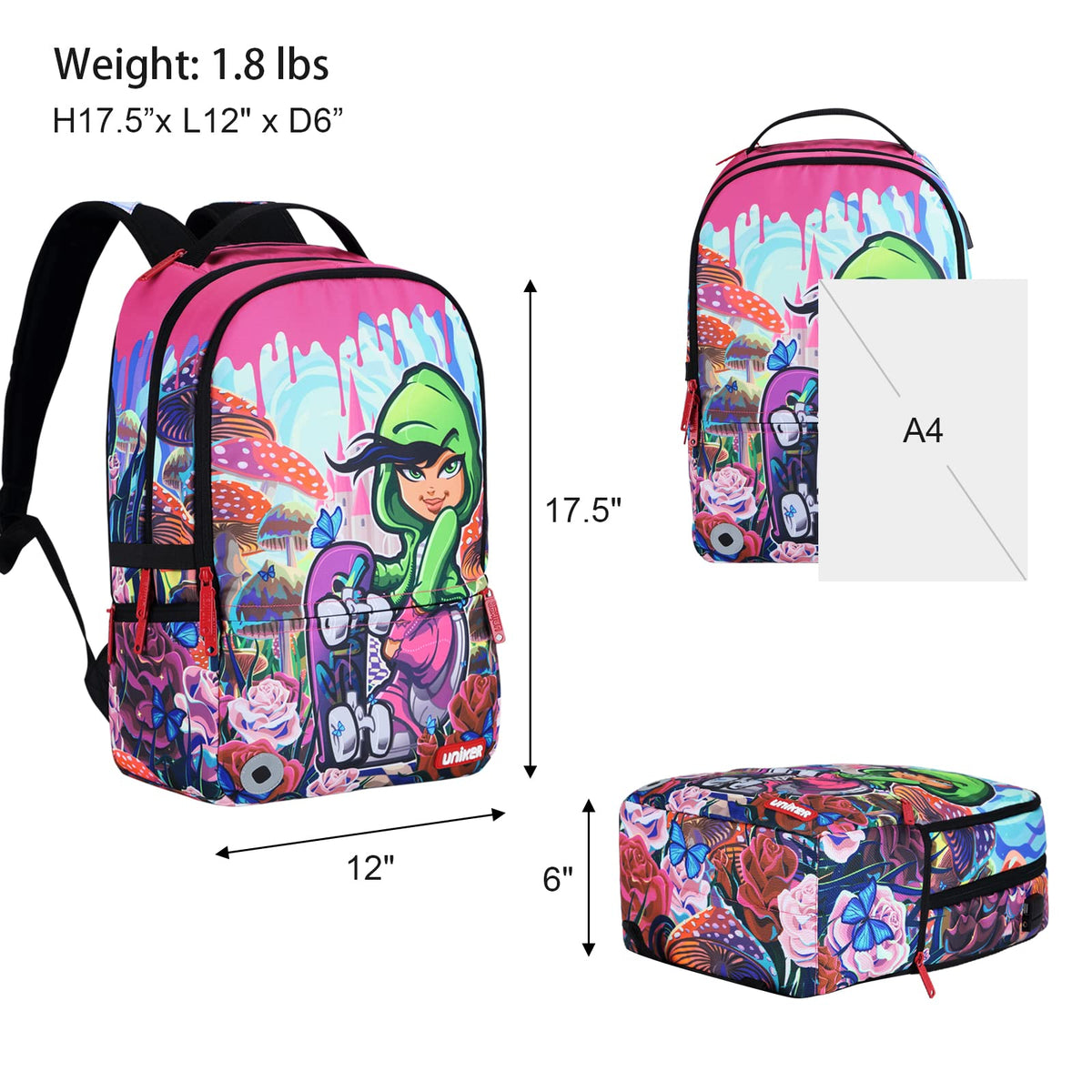  UNIKER Laptop Backpack with USB Port,Graffiti Backpack for  Work,Pink School Backpack,Designer Laptop Backpack for 15.6 Inch (Pink  Bear) : Electronics