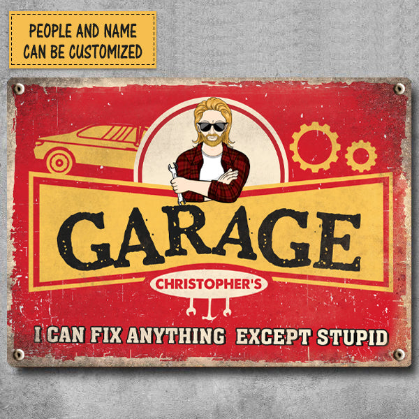 Personalized Custom Classic Metal Signs Garage Sign Gift For Dad Grandpa I Can Fix Anything