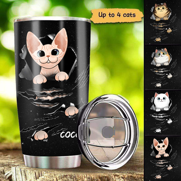 Metal Scratch Cats Tumbler - Gift For Cat Lover - Personalized Custom Tumbler