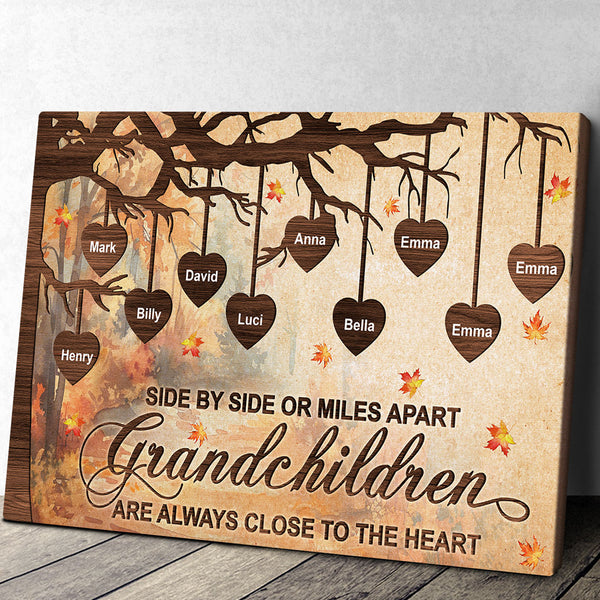 Side By Side Grandchildren - Customized Personalized Canvas - Gift For Family Grandma Grandpa Grandkids