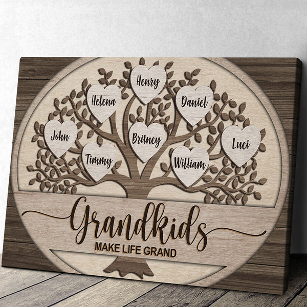 Custom Name Grandkids Make Happy - Customized Personalized Canvas - Gift For Family Grandma Grandpa Grandkids