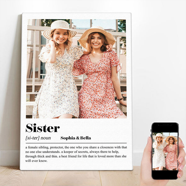 Custom Photo Sister Meaning - Customized Personalized Canvas - Sister Gift For Family Member