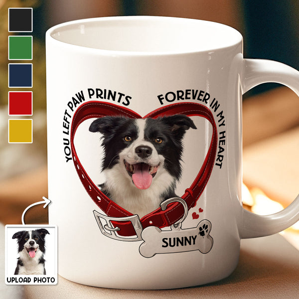 You Left Paw Prints Memorial Pet - Photo Customized Personalized Mug - Gifts For Dog Lovers