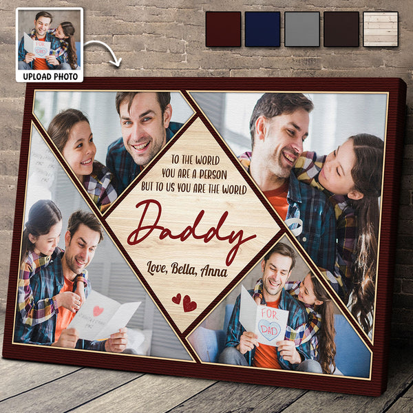 Dad Custom Photo Square Canvas - Personalized Customized Canvas - Gifts For Daddy From Son Daughter, Dad Personalized Gifts