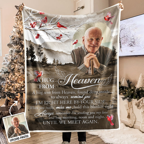 Custom Photo Hugs From Heaven - Personalized Customized Blanket - Memorial Gift For Loss, Mourning