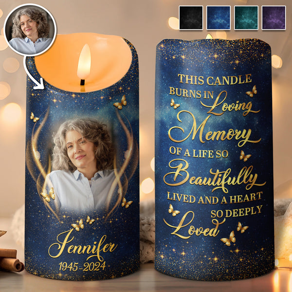 Custom Photo Loving Memories Of Your - Personalized Candle LED Light - Memorial Gift For Family Members