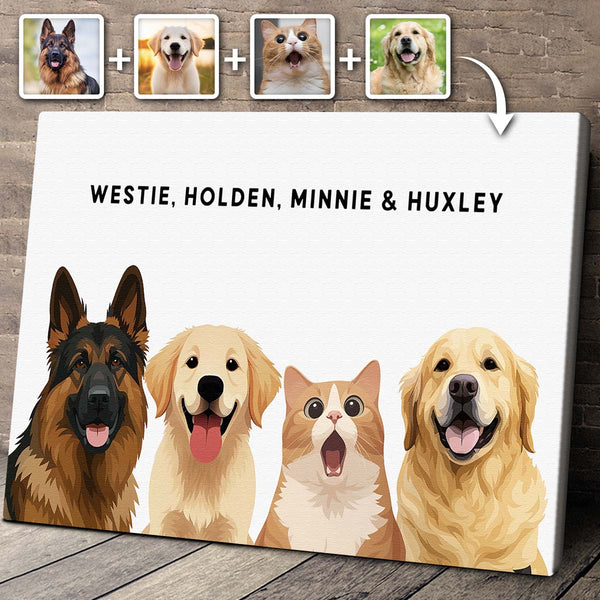 Cute Art Style Of Your Fur Angels - Personalized Customized Canvas - Lovable Gift For Pet Lovers