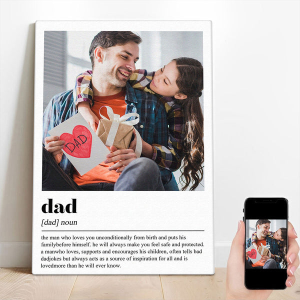 Custom Photo Dad Meaning - Customized Personalized Canvas - Best Gift For Dad Father's Day Gift Ideas