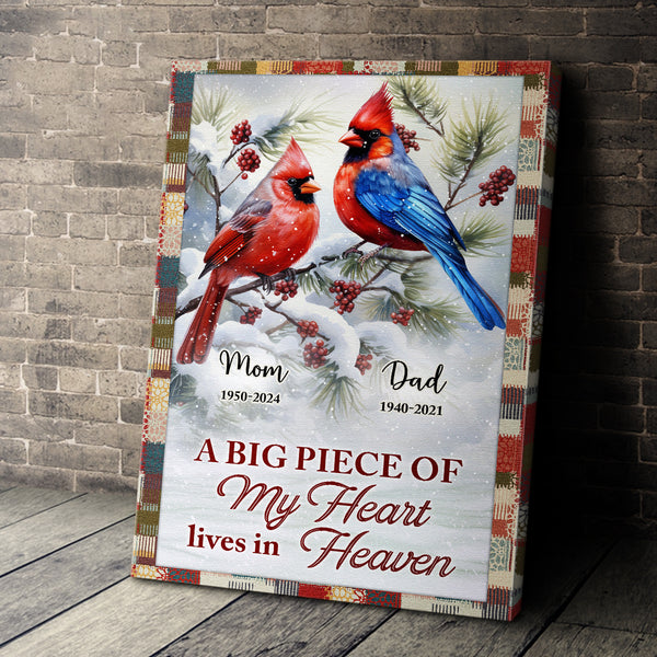 A Big Piece Of My Heart Lives In Heaven - Personalized Customized Canvas - Gift For Family