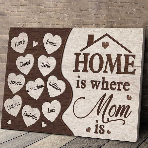 Home Is Where Mom Is - Personalized Customized Canvas - Gift For Family Members