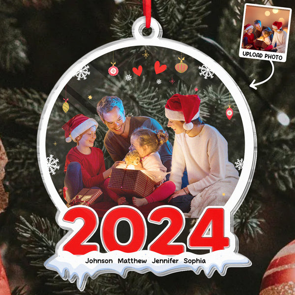 Custom Photo 2024 Christmas - Customized Personalized Acrylic Ornament - Gift For Family Couple Friend