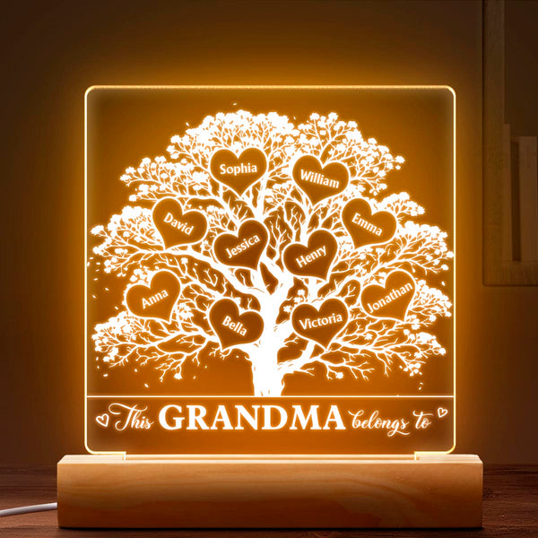 Family Tree This Grandma Belongs To - Personalized Customized 3D LED Light - Gift For Family Members, Grandparents