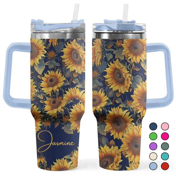 Sunflower Style - Personalized Custom 40oz Tumbler - Camping Gift For Him, Her