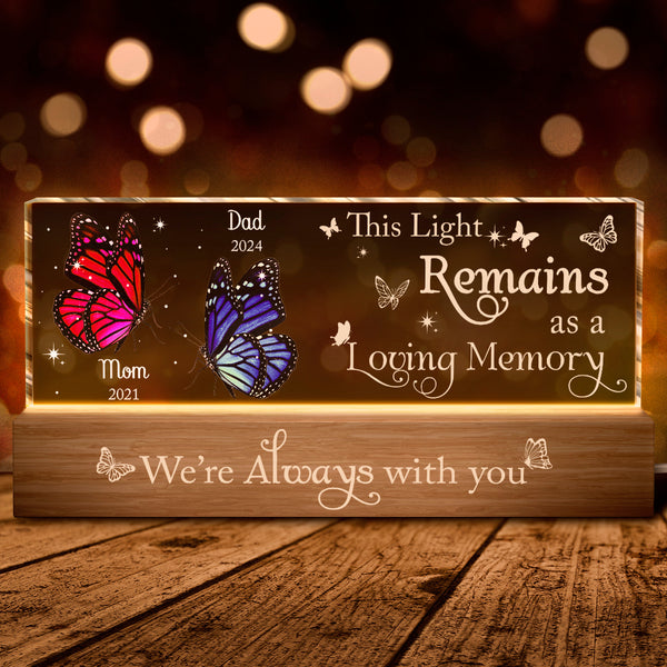 This Light Remains As A Loving Memory - Memorial Customized Personalized Acrylic LED Night Light - Christmas Gift, Sympathy Gift For Family Members