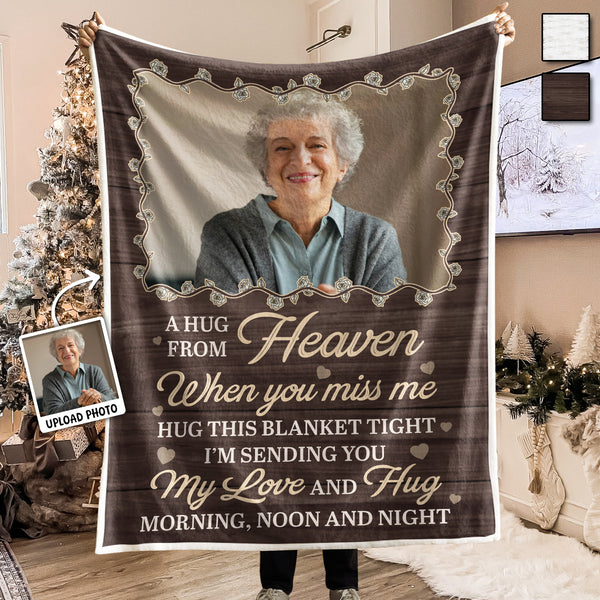 Hug This Blanket When You Miss Us - Personalized Photo Blanket - Memorial Gift For Family Members