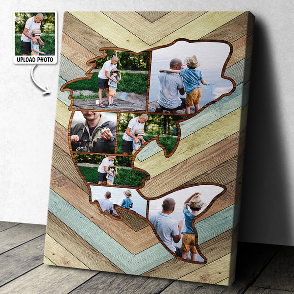 Personalized Fishing Memories - Personalized Customized Canvas - Gift For Dad, Fishing Men