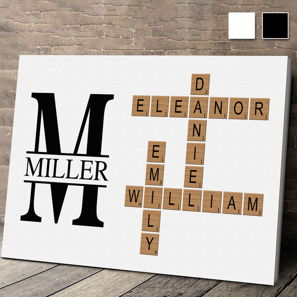 Decorate Your Wall With Custom Family Name Crossword - Personalized Customized Canvas - Gifts For Family Members