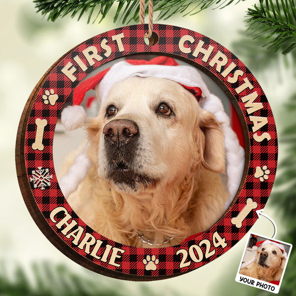 First Christmas - Personalized 2-Layered Wooden Ornament - Christmas Gifts For Dog Lover, Cat Lover