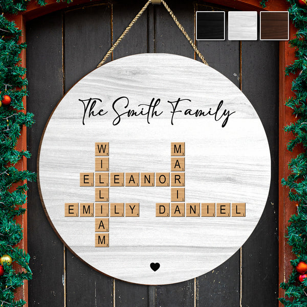 Family Name Crossword Door Hanger - Personalized Door Signs - Gift For Family Members