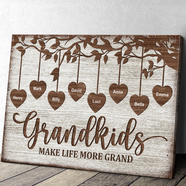 Grandkids Make Life Grand - Personalized Customized Canvas - Gifts For Kids