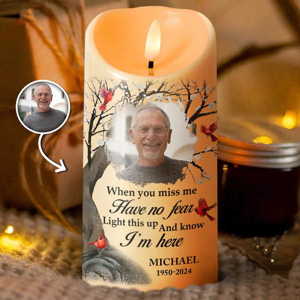 Custom Photo When You Miss Me - Customized Personalized Candle LED Light - Memorial Gift For Loss