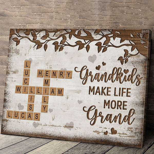 Custom Your Grandkids Name Crossword - Personalized Customized Canvas - Gifts For Family Members