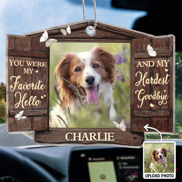 Custom Photo Unconditional Love In A Furry Package - Memorial Personalized Custom Car Ornament - Acrylic Custom Shaped - Sympathy Gift For Pet Owners, Pet Lovers