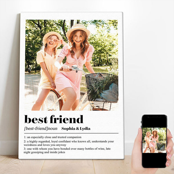 Custom Photo Best Friend Meaning - Customized Personalized Canvas - Bestie Gift For Friend Bestie Sister