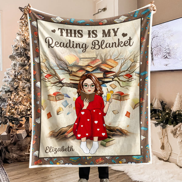 This Is My Reading Blanket - Personalized Customized Blanket - Gift For Bookworm, Booklovers, Bookaholic