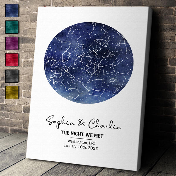 Star Map The Night We Met - Personalized Customized Canvas - Gifts For Couple, Lover