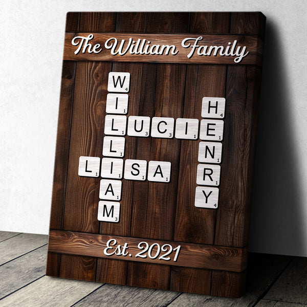 Crossword Custom Family Name - Personalized Customized Canvas - Gift For Family Members